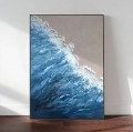 Beach wave blue wall art minimalism